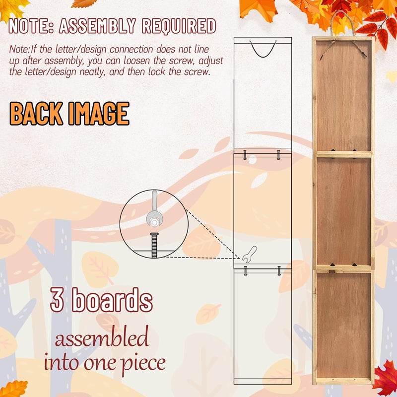 Seimip Fall Welcome Sign For Front Porch Fall Porch Sign Maple Leaf Pumpkin Sunflower Thanksgiving Decor Indoor Outdoor Autumn Wooden Vertical Sign For Patio Front Door Porch Wall Yard - Image 4